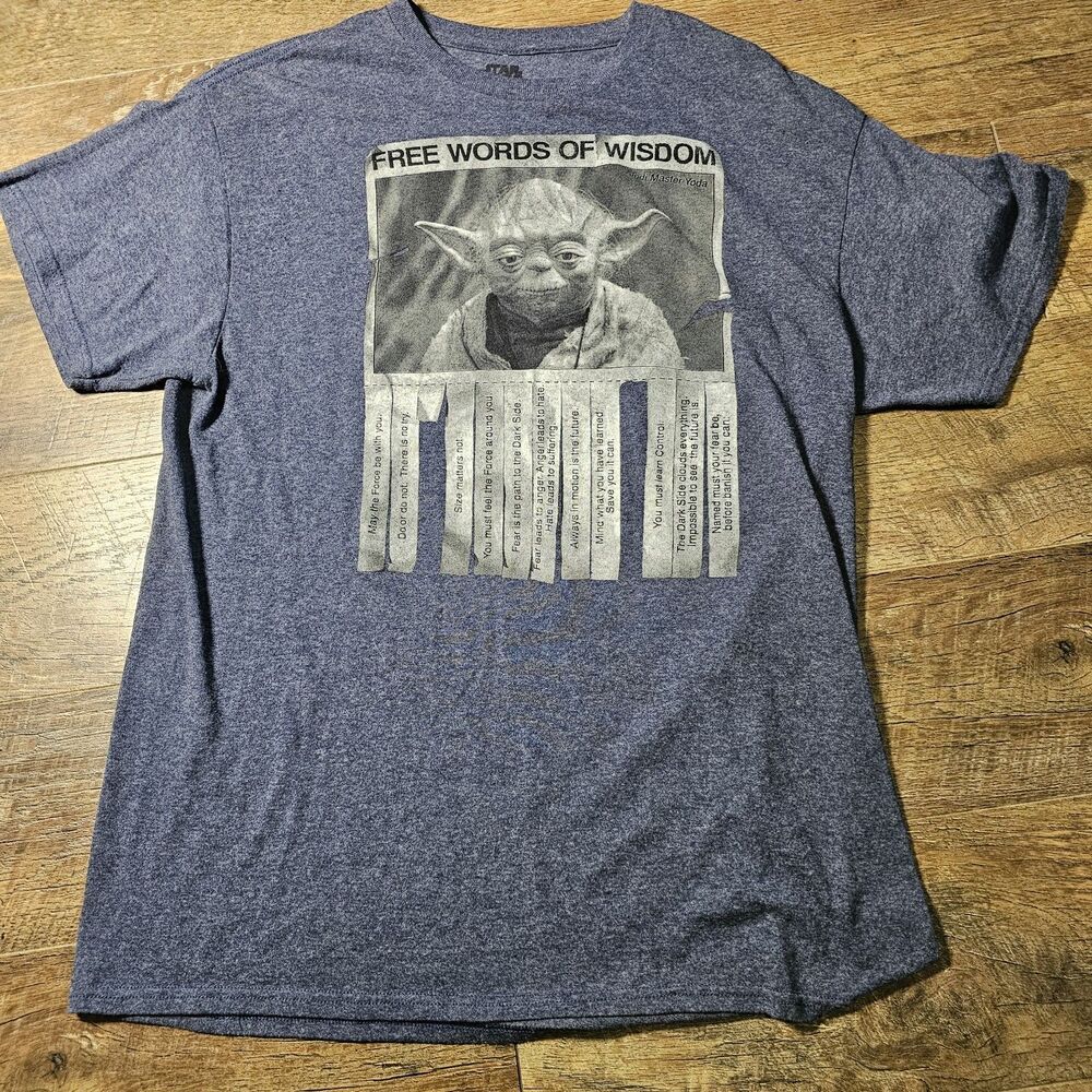 Star Wars Yoda Shirt Mens Large Blue Free Words Of Wisdom Graphic Quote Tee